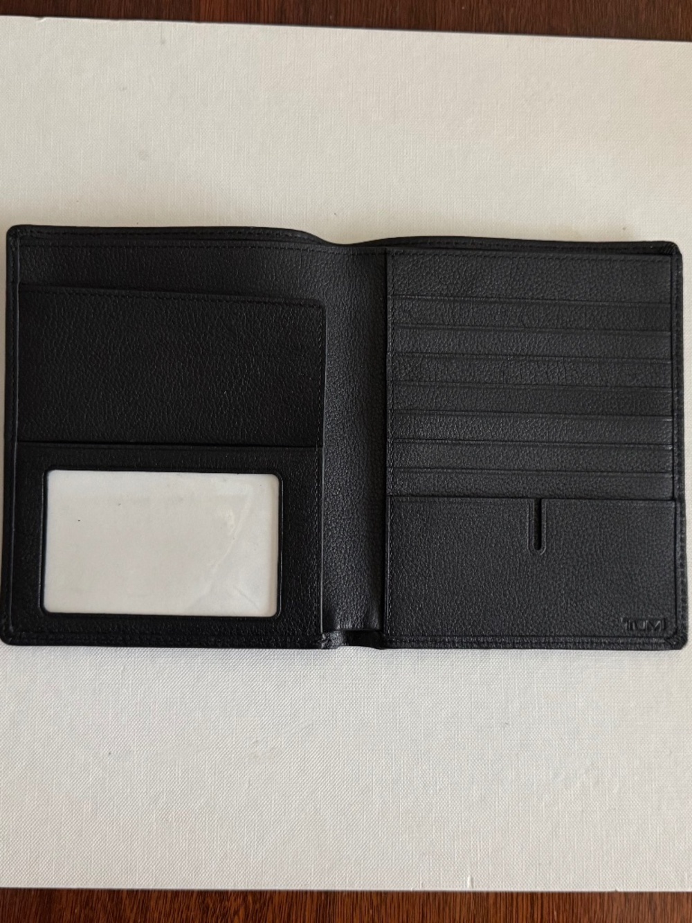 Tumi Black Leather Passport Travel Wallet - RFID blocking